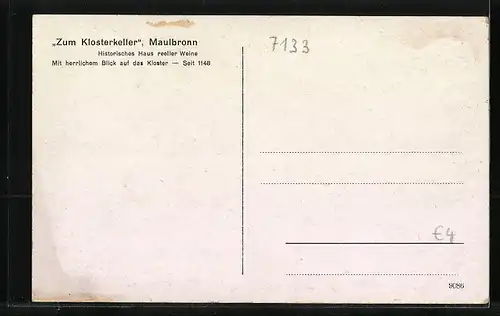 AK Maulbronn, Gasthaus zum Klosterkeller
