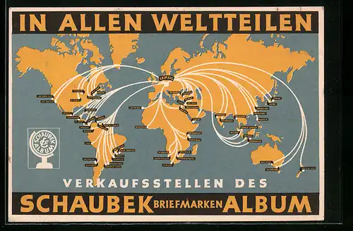 AK Reklame für Schaubek Briefmarken-Album