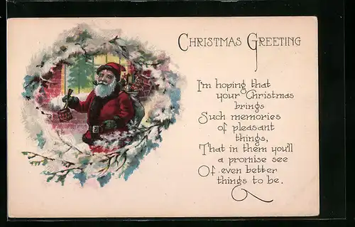 AK Weihnachtsmann überbringt Geschenke, Christmas Greeting