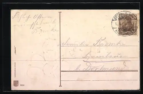 AK Osterhase mit Akkordeon, Tanzende Osterküken