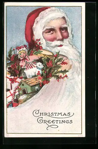 AK Weihnachtsmann mit Geschenken