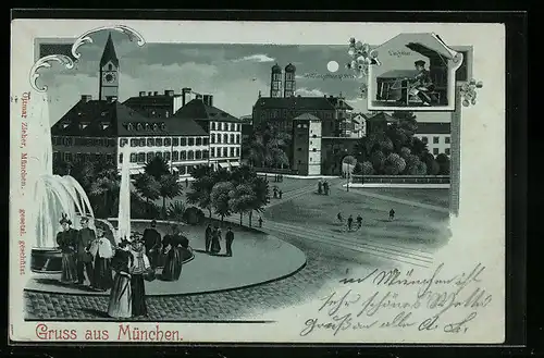 Lithographie München, Sendlingertorplatz mit Sägfeiler