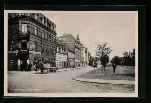 AK Rendsburg, Herrenstrasse mit Gasthaus Reichs-Krone
