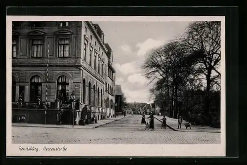 AK Rendsburg, Herrenstrasse am Cafe-Restaurant Paul Schneider