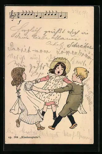 AK Drei Kinder tanzen im Reigen, Noten