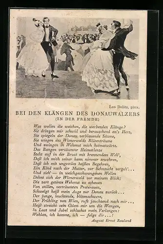 AK Paare tanzen zu den Klängen des Donauwalzers