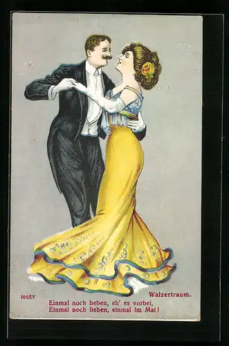 Präge-AK Liebespaar beim Tanz, Dollarprinzessin