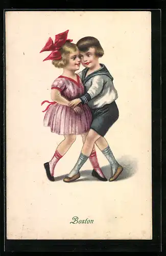 AK Boston, Kinderpaar beim Tanz