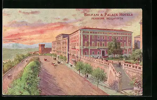 Künstler-AK Perugia, Brufani & Palace Hotels, Pensione Bellavista