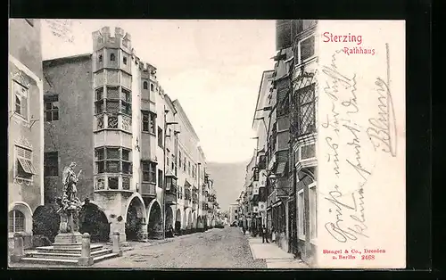 AK Sterzing, Rathaus mit Denkmal