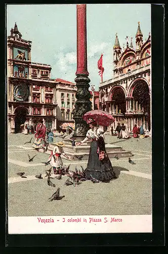 AK Venedig / Venezia, I coloinbi in Piazza St- Marco