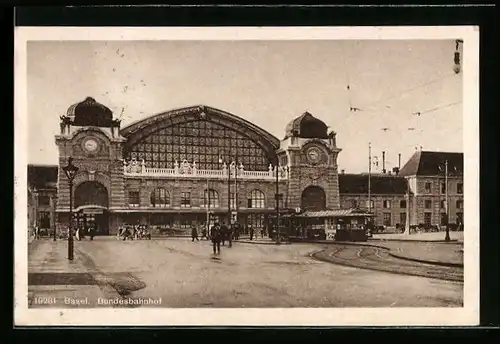 AK Basel, Blick zum Bundesbahnhof