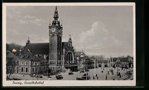 AK Danzig, Ansicht vom Hauptbahnhof