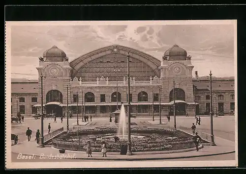 AK Basel, Blick auf den Bundesbahnhof