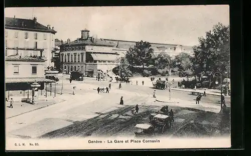 AK Genève, La Gare et Place Cornavin