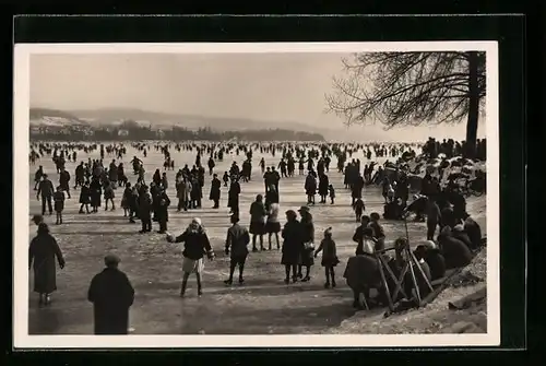 AK Zürich, Seegfrörne 1929, Eisbahn