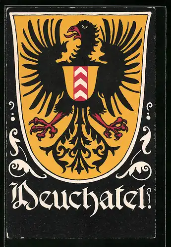 Künstler-AK Schweiz, Wappen des Kanton Neuchatel