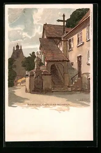Künstler-AK C. Biese: Bregenz, Partie am Capuzinerkloster