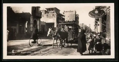 AK Port Said, Native Quartier, Pferdebahn