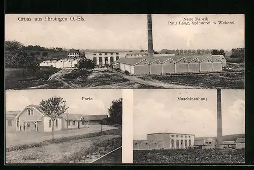 AK Hirsingen, Neue Fabrik Paul Lang, Spinnerei und Weberei, Maschinenhaus