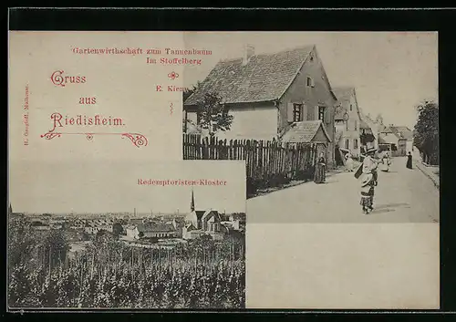 AK Riedisheim, Gasthaus zum Tannenbaum im Stoffelberg, Redemptoristen-Kloster