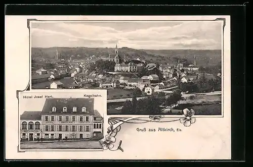 AK Altkirch, Hotel Josef Herl, Ortsansicht