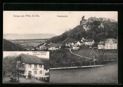 AK Pfirt i. O.-Els., Totalansicht, Hotel Felseneck