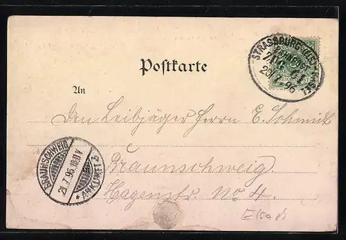 Lithographie Wesserling, Totalansicht, Flusslauf