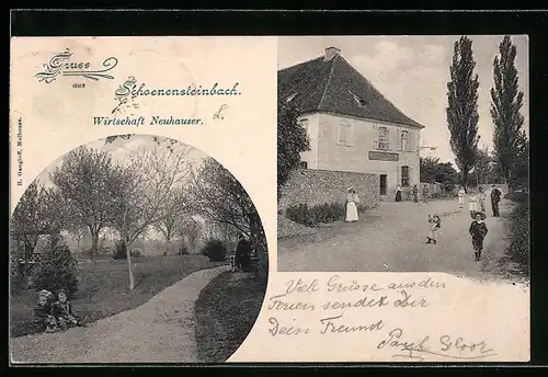 AK Wittenheim, Kinder vor dem Gasthaus Neuhauser