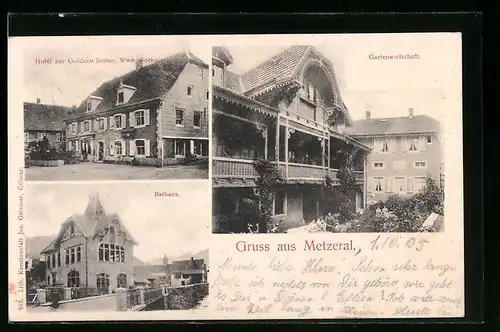 AK Metzeral, Hotel zur goldenen Sonne, Rathaus