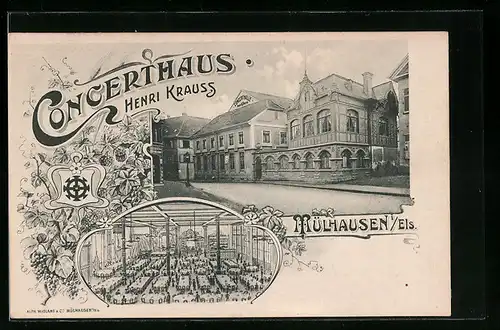 AK Mülhausen i. Els., Concerthaus Henri Krauss