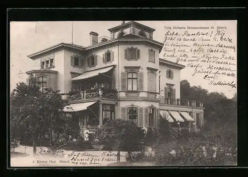 AK Zürich, Pension Villa Bellaria, Brunaustrasse 19