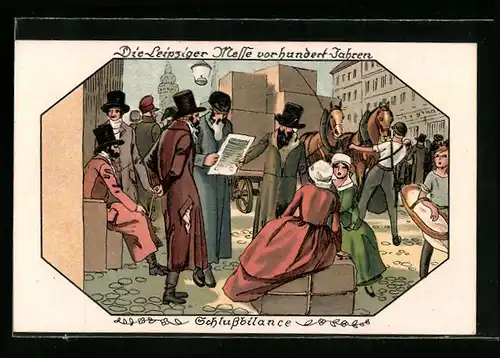 Künstler-AK Leipzig, Leipziger Messe vor hundert Jahren, Schlussbilance, jüdische Händler