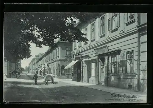 AK Josefstadt, Strasse Königgrätzer Gasse mit Geschäften