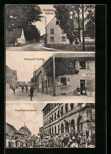 AK Steinburg b. Zabern, Gasthaus Radais, Gemeindeschulhaus