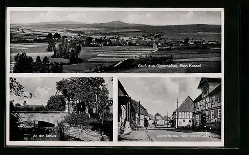 AK Obermeiser /Bez. Kassel, Geschäftshaus Heinrich Lockemann, An der Schule, Teilansicht