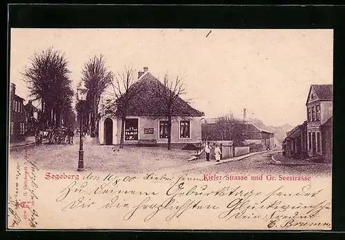 AK Segeberg, Strasseneck Kieler Strasse und Grosse Seestrasse mit Geschäft