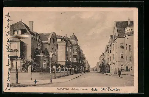 AK Duisburg, Prinzenstrasse mit Mann