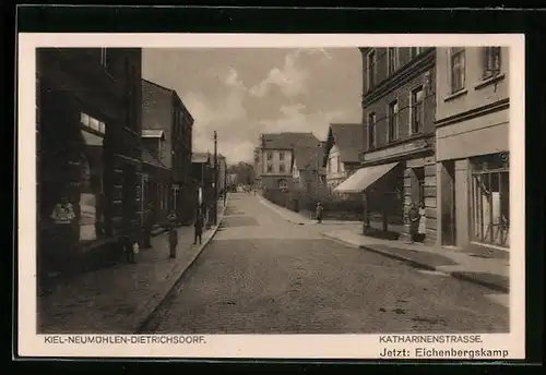 AK Kiel-Neumühlen-Dietrichsdorf, Katharinenstrasse jetzt Eichenbergskamp mit Geschäft