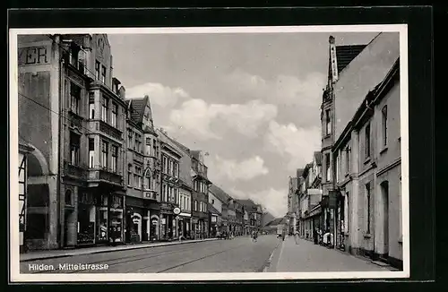 AK Hilden, Partie in der Mittelstrasse mit Geschäften
