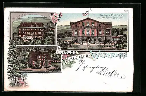 Lithographie Wildemann, Kurhaus Wildemann G. Engelhardt, Villa Marie, Neues Kurhaus