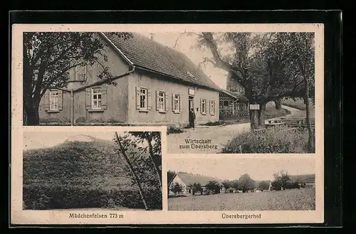 AK Übersberg, Gasthaus zum Übersberg, Übersbergerhof, Mädchenfelsen