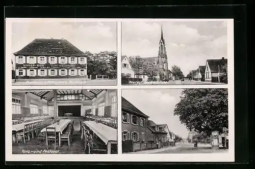 AK Neureut b. Karlsruhe, Gasthaus z. Waldhorn, Tanz- und Festsaal