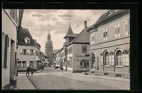 AK Ettlingen, Blick in die Kronenstrasse