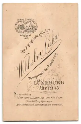 Fotografie Wilhelm Lühr, Lüneburg, Altstadt 48, Süsses Kleinkind in dunklem Kleid