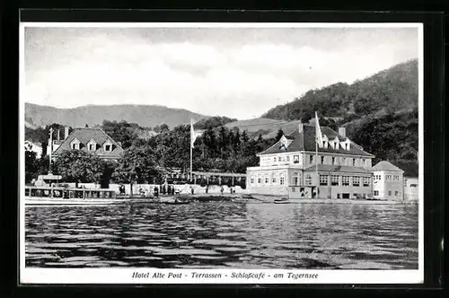 AK Tegernsee, Hotel Alte Post, Terrassen, Schlosscafé