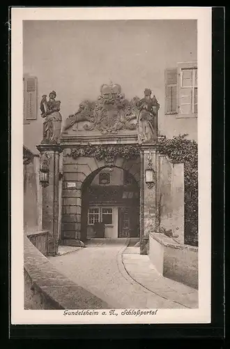 AK Gundelsheim a. N., Blick durch das Schlossportal