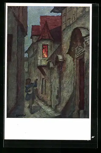 Künstler-AK Schwäbisch Hall, Untere Herrengasse