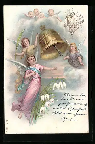 AK Osterengel läuten die Glocken zum Feste