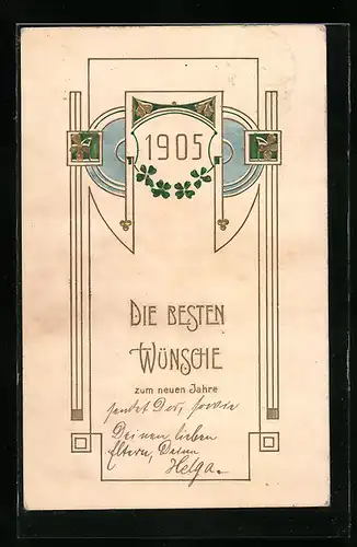 AK Jahreszahl 1905 mit Kleeblättern